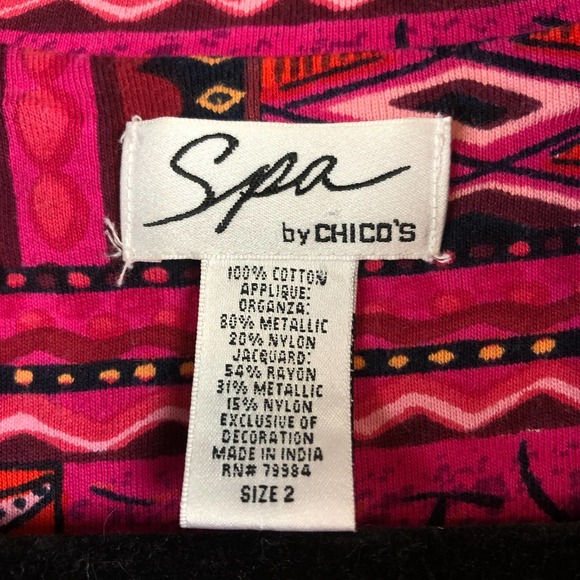 Spa by Chico's Jacket Womens 2 Large Full Zip Art To Wear Abstract Pink Colorful - Picture 2 of 12